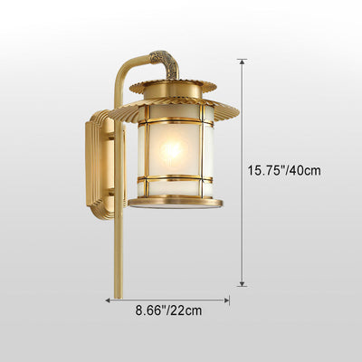 Traditional Chinese Copper Lantern Design 1-Light Wall Sconce Lamp For Hallway