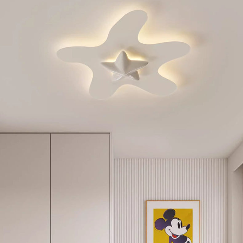 Modern Simplicity Star Iron Resin LED Flush Mount Ceiling Light For Bedroom