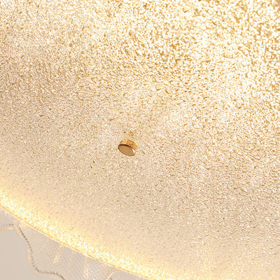 Modern Minimalist Cream Round Leaf Hardware Glass LED Flush Mount Ceiling Light For Living Room