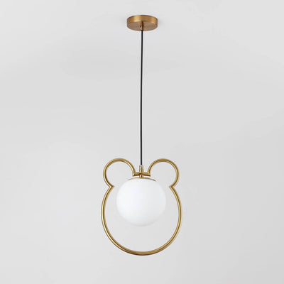 Contemporary Creative Mouse Iron Frame Globe Glass Shade 1-Light Pendant Light For Bedroom