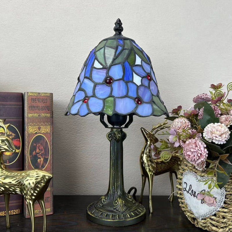 Traditional Tiffany Dome Iron Glass 1-Light Table Lamp For Study