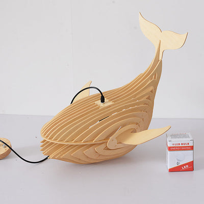 Traditional Chinese Whale Wood 1-Light Pendant Light For Dining Room
