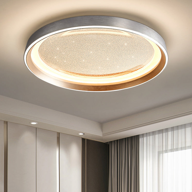 Modern Simplicity Aluminum Acrylic Round Starry Sky LED Flush Mount Ceiling Light For Living Room