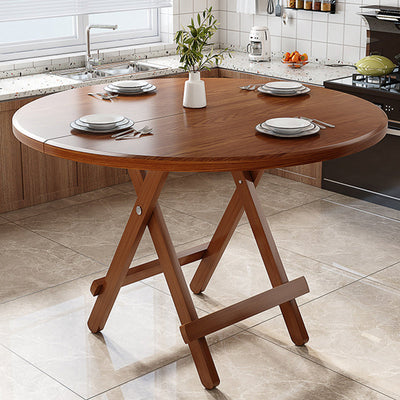 Contemporary Scandinavian Round Table Top Solid Wood Dining Table For 4 Seats