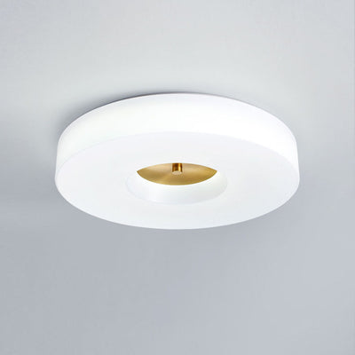 Modern Minimalist Copper Cylinder Acrylic LED Flush Mount Ceiling Light For Bedroom