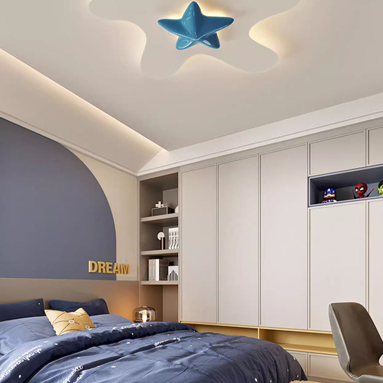 Modern Simplicity Star Iron Resin LED Flush Mount Ceiling Light For Bedroom