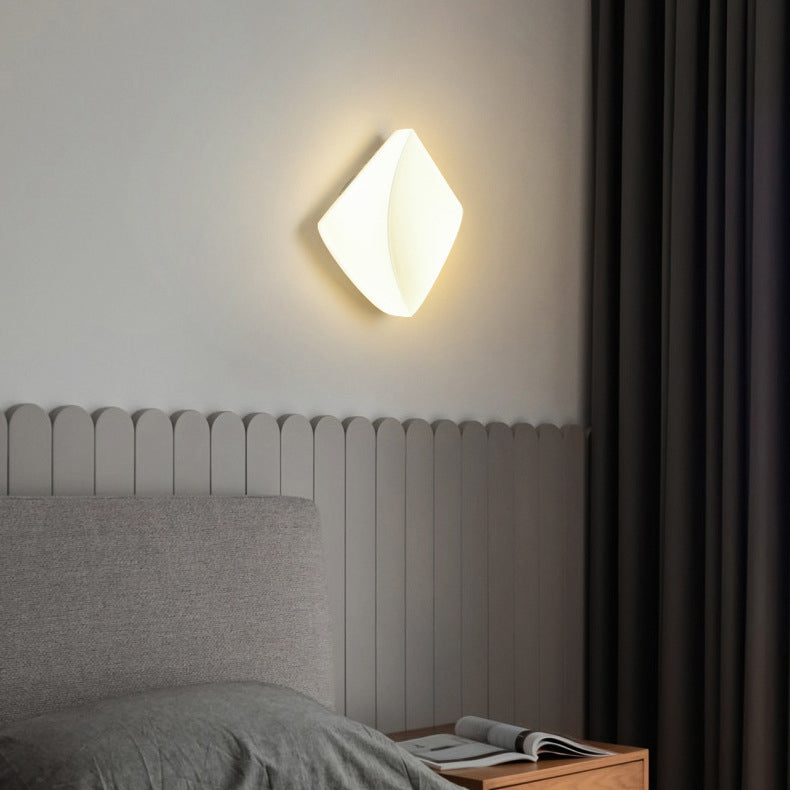 Contemporary Creative PE Geometric Shade Hardware LED Wall Sconce Lamp For Bedroom