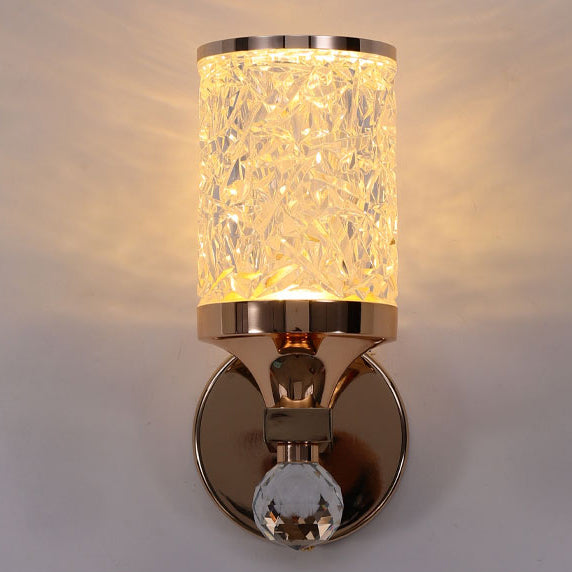 Modern Luxury Cylindrical Hardware Acrylic 1-Light Wall Sconce Lamp