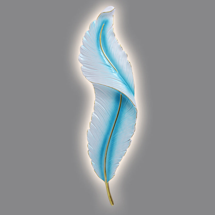 Contemporary Creative Resin Imitation Peacock Feather LED Waterproof Wall Sconce Lamp For Living Room