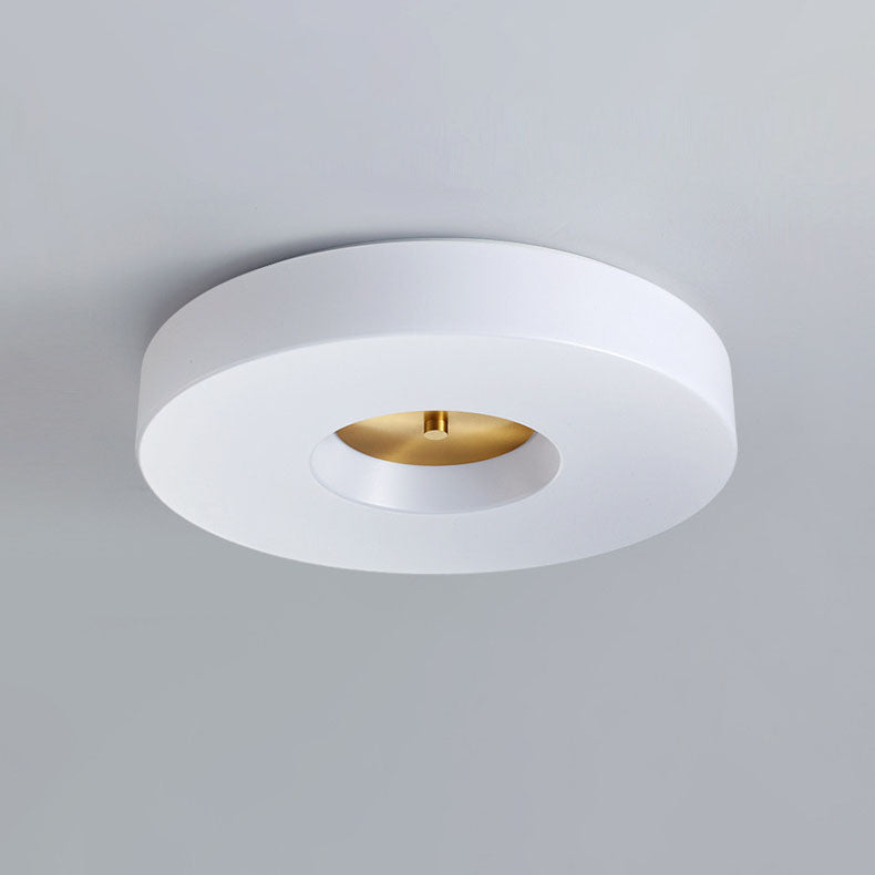 Modern Minimalist Copper Cylinder Acrylic LED Flush Mount Ceiling Light For Bedroom