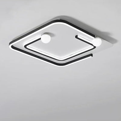 Modern Minimalist Iron Silica Rectangular Square Round LED Flush Mount Ceiling Light For Living Room