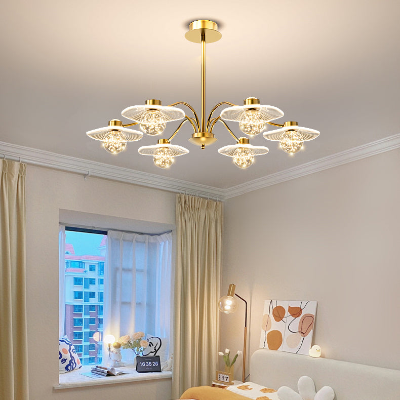 Contemporary Creative Sunset Projection Hardware Lotus Leaf Acrylic LED Chandelier For Living Room