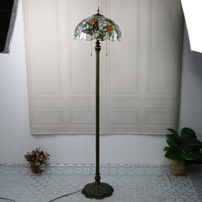 Traditional Tiffany Half Ball Resin Glass 1-Light Standing Floor Lamp For Bedroom