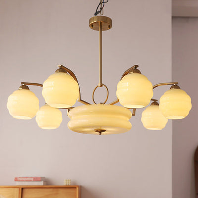 Modern Mid-Century Branch Curved Rod Round Orb Iron Glass 4/6/8 Light Chandelier For Living Room