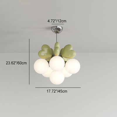 Modern Minimalist Cream Orb Heart Hardware Resin PE 4/6 Light Chandelier For Living Room