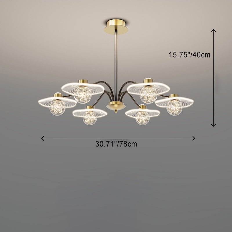 Contemporary Creative Sunset Projection Hardware Lotus Leaf Acrylic LED Chandelier For Living Room