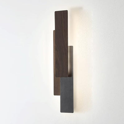 Modern Simple Wood Grain Geometric Rectangle LED Wall Sconce Lamp