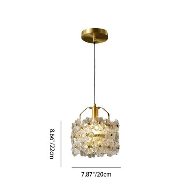 Modern Luxury Flower Copper Crystal 1-Light Pendant Light For Bedroom