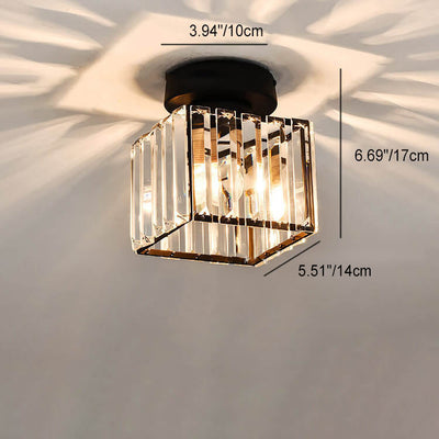 Modern Luxury Round Square Trapezoid Hexagonal Iron Crystal Glass 1-Light Semi-Flush Mount Ceiling Light