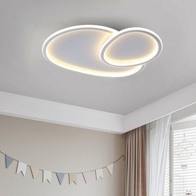 Modern Minimalist Irregular Overlapping Circles Acrylic Iron LED Flush Mount Ceiling Light For Bedroom