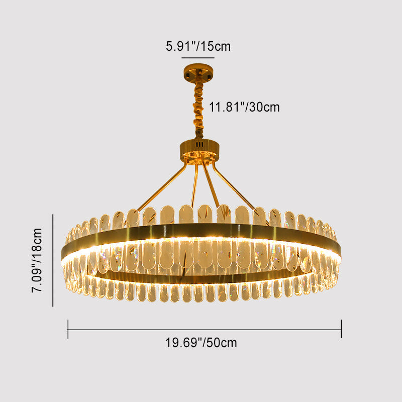 Modern Luxury Crystal Stainless Steel Round LED Chandelier For Living Room