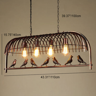 Contemporary Retro Bird Cage Iron 4-Light Chandelier For Dining Room