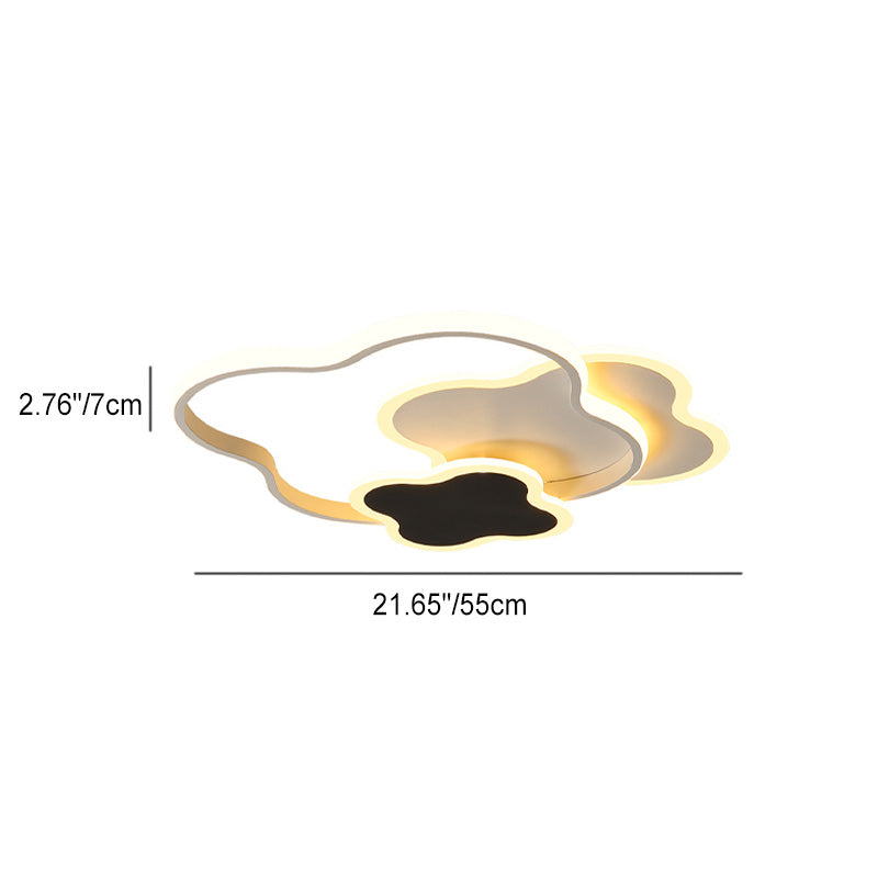 Contemporary Nordic Metal Acrylic Cloud Four-Leaf Clover LED Flush Mount Ceiling Light For Bedroom