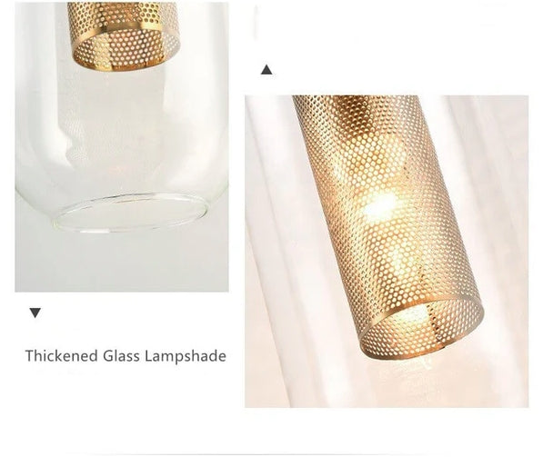 Clear Glass 1-Light Cylinder Long Armed Sconce Lamp