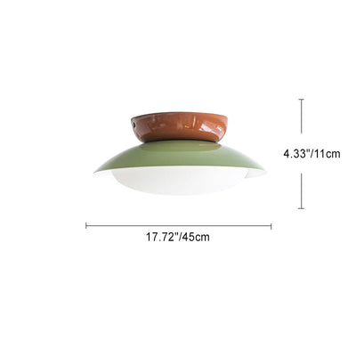 Contemporary Scandinavian Macaron Geometric Semicircle Shade LED Semi-Flush Mount Ceiling Light For Living Room