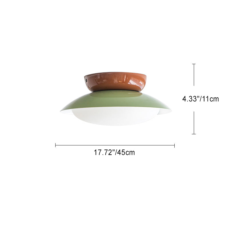 Zeitgenössische skandinavische Macaron geometrische Halbkreis Schatten LED Semi-Flush Mount Deckenleuchte für Wohnzimmer 