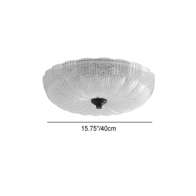 Modern Simplicity Copper Glass Round LED Flush Mount Ceiling Light For Bedroom