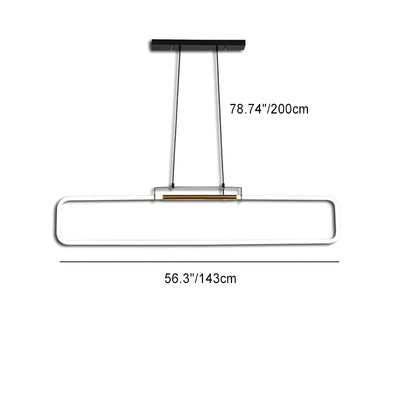 Modern Minimalist Iron Acrylic Rectangular Strip LED Island Light Chandeliers For Dining Room