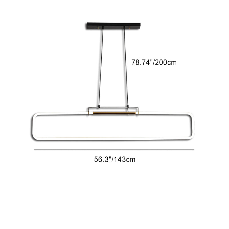 Modern Minimalist Iron Acrylic Rectangular Strip LED Island Light Chandeliers For Dining Room