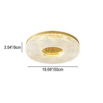 Modern Minimalist Round Copper Acrylic LED Flush Mount Ceiling Light For Bedroom