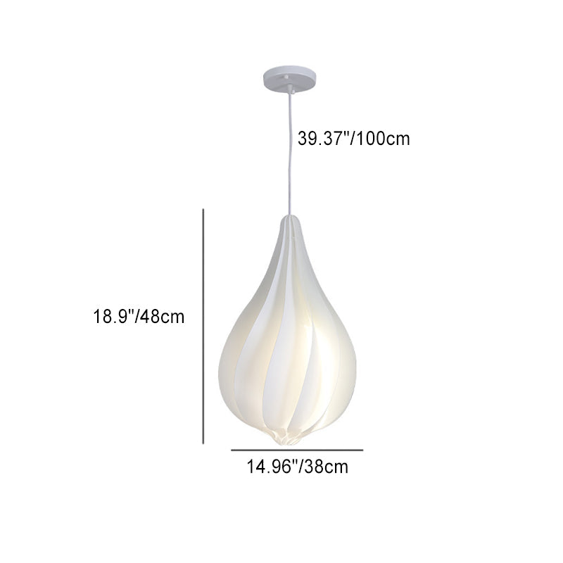 Contemporary Nordic Iron PVC Teardrop Petal 1-Light Pendant Light For Dining Room