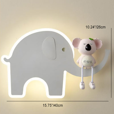 Contemporary Creative Cartoon Little Elephant Tree Acrylic Hardware LED Kids Wall Sconce Lamp For Bedroom