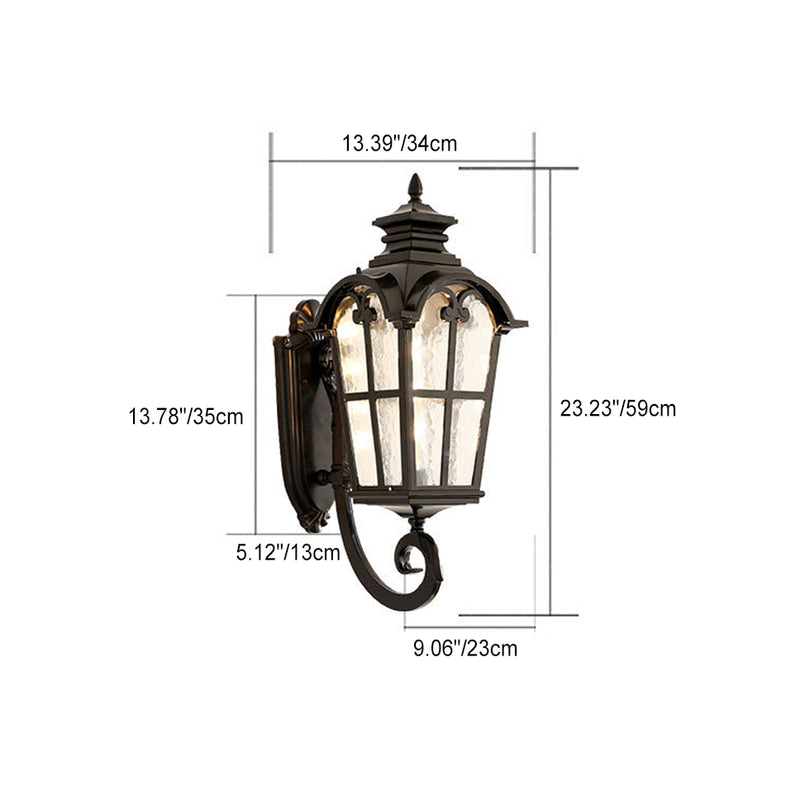 Traditional European Waterproof Aluminum Glass Cylinder Ripple 1-Light Wall Sconce Lamp For Outdoor Patio