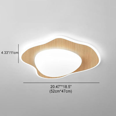 Modern Simplicity Poached Egg Round Wood Plastic LED Flush Mount Ceiling Light For Bedroom