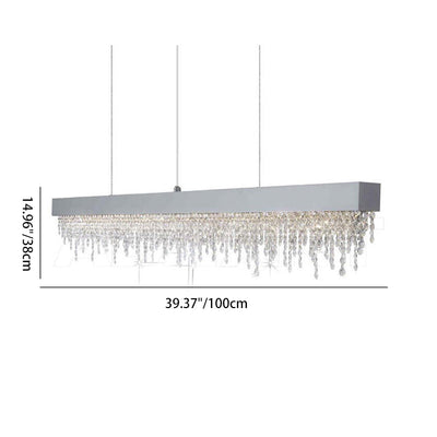 Contemporary Luxury Rectangular Stainless Steel Crystal LED Chandelier For Dining Room