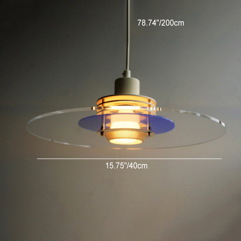 Contemporary Scandinavian Round Flying Saucer Hardware Glass 1-Light Pendant Light For Living Room