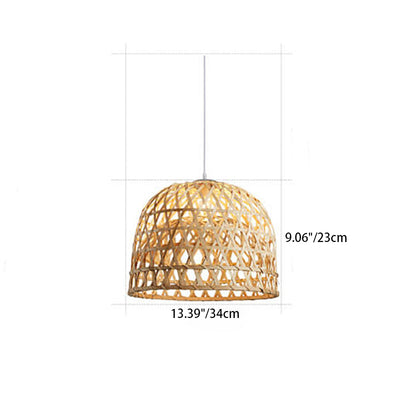 Modern Bamboo Weaving Dome Shape 1-Light Pendant Light