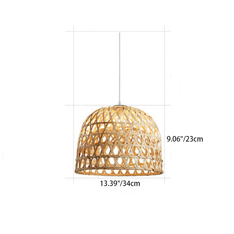 Modern Bamboo Weaving Dome Shape 1-Light Pendant Light