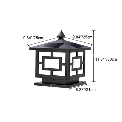 Traditional Chinese Solar Waterproof ABS Acrylic Square Lantern LED Landscape Lighting Outdoor Light For Outdoor Patio