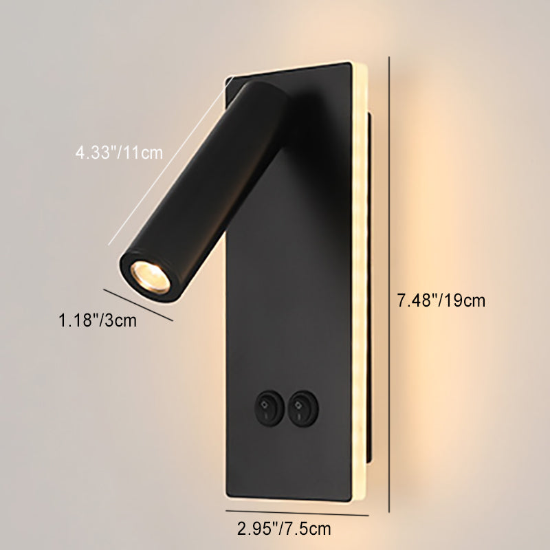 Modern Minimalist Rectangular Round Iron Aluminum LED Wall Sconce Lamp For Bedroom