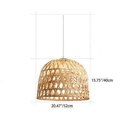 Modern Bamboo Weaving Dome Shape 1-Light Pendant Light