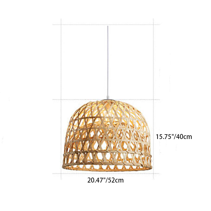 Modern Bamboo Weaving Dome Shape 1-Light Pendant Light