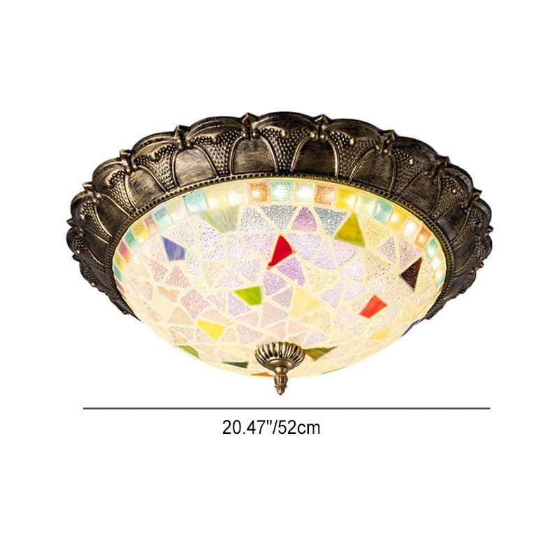 European Creative Personality Iron Glass Circle LED Flush Mount Ceiling Light