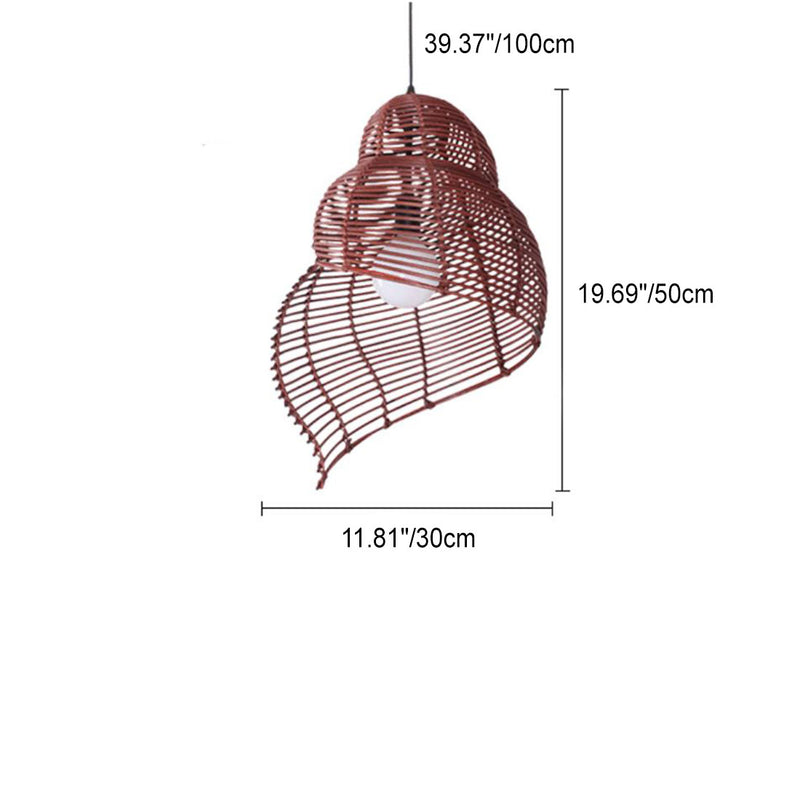 Lampe suspendue à 1 lumière conque en rotin, personnalité créative et moderne 