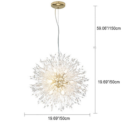 Contemporary Creative Hardware Crystal Beads Decorate Dandelion Design 8/9/12-Light Chandelier For Living Room