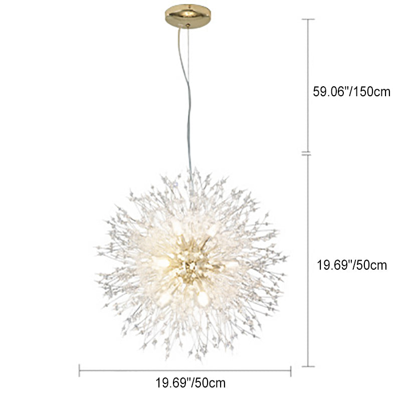 Contemporary Creative Hardware Crystal Beads Decorate Dandelion Design 8/9/12-Light Chandelier For Living Room